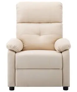 vidaXL Massage Recliner Chair Cream Fabric