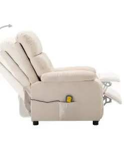 vidaXL Massage Recliner Chair Cream Fabric