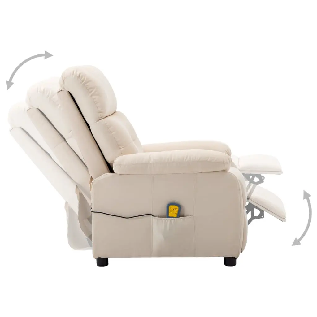 vidaXL Massage Recliner Chair Cream Fabric
