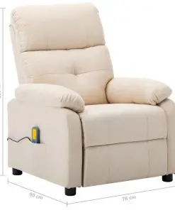 vidaXL Massage Recliner Chair Cream Fabric