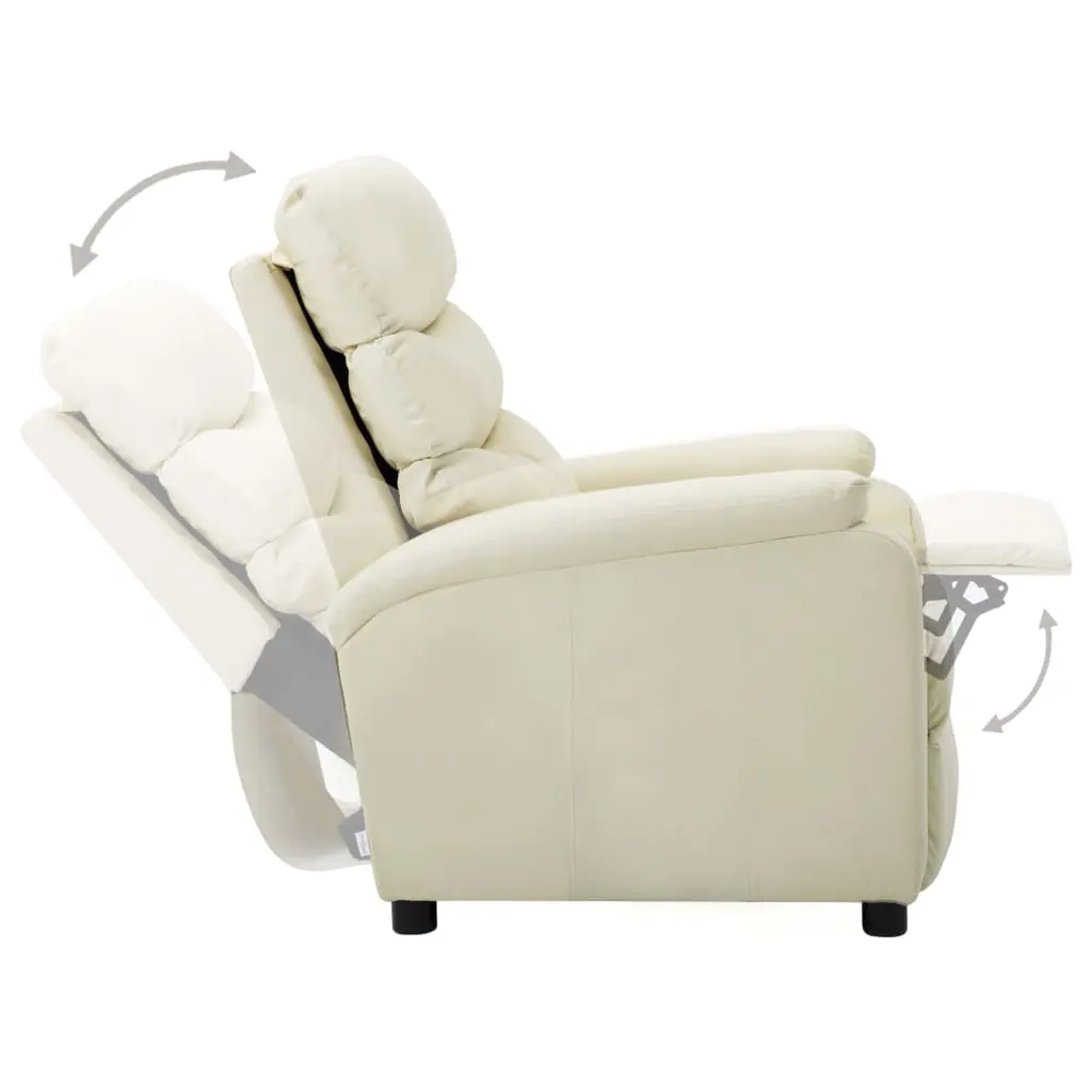 vidaXL Reclining Chair Cream Faux Leather