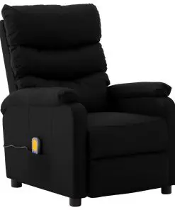 vidaXL Massage Reclining Chair Black Faux Leather