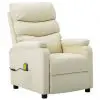 vidaXL Massage Reclining Chair Cream Faux Leather