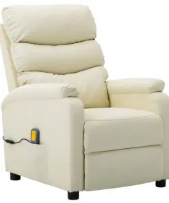 vidaXL Massage Reclining Chair Cream Faux Leather