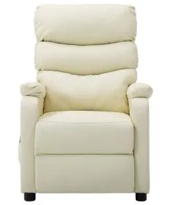 vidaXL Massage Reclining Chair Cream Faux Leather