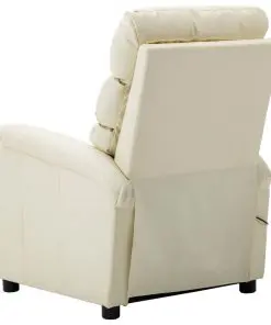 vidaXL Massage Reclining Chair Cream Faux Leather