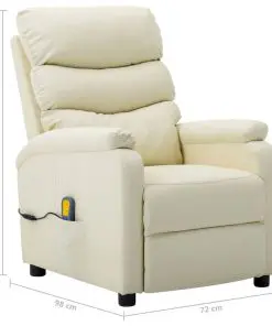 vidaXL Massage Reclining Chair Cream Faux Leather