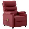 vidaXL Massage Reclining Chair Wine Red Faux Leather