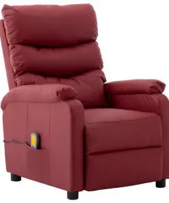 vidaXL Massage Reclining Chair Wine Red Faux Leather
