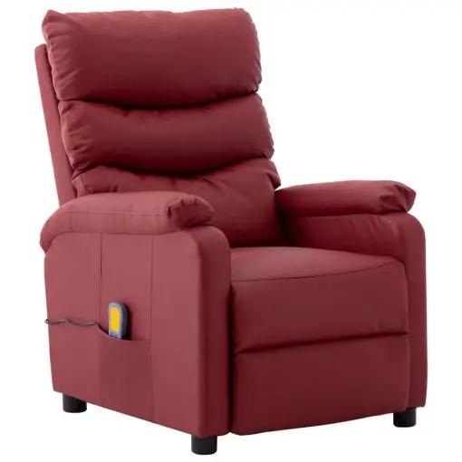 vidaXL Massage Reclining Chair Wine Red Faux Leather