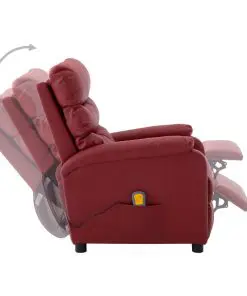 vidaXL Massage Reclining Chair Wine Red Faux Leather