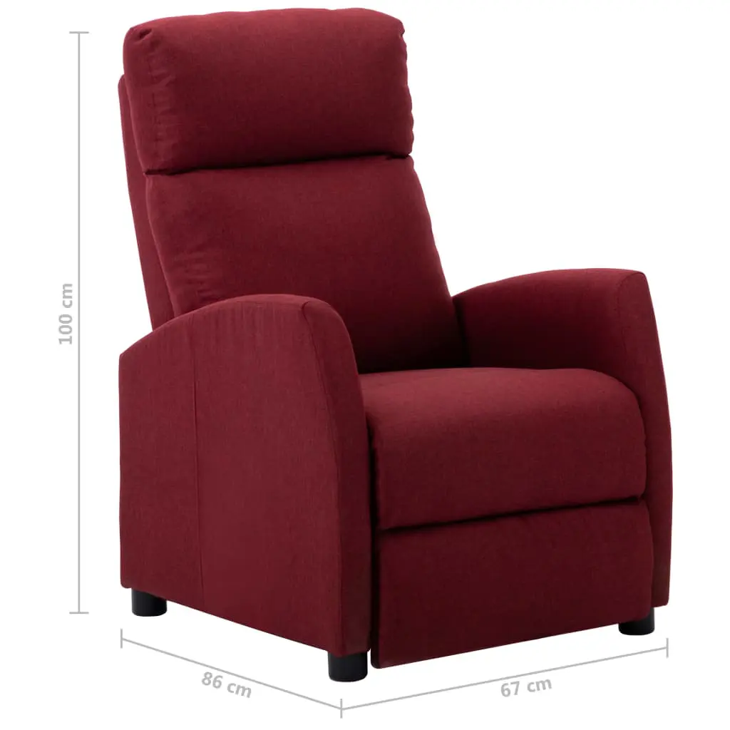 vidaXL Recliner Chair Wine Red Fabric