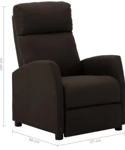 vidaXL Recliner Chair Dark Brown Fabric