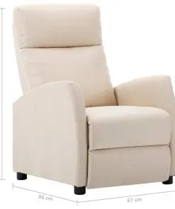 vidaXL Recliner Chair Cream Fabric