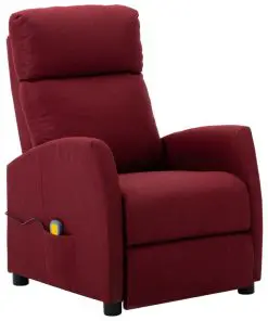 vidaXL Massage Reclining Chair Wine Red Fabric