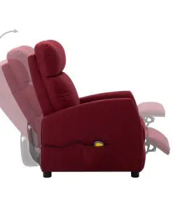 vidaXL Massage Reclining Chair Wine Red Fabric