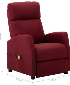 vidaXL Massage Reclining Chair Wine Red Fabric