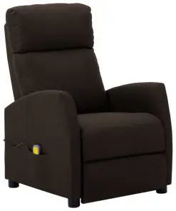vidaXL Massage Reclining Chair Dark Brown Fabric