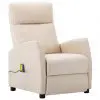 vidaXL Massage Reclining Chair Cream Fabric vidaXL Massage Reclining Chair Cream Fabric