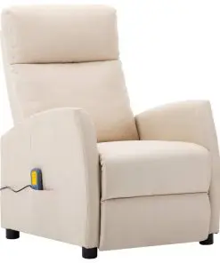vidaXL Massage Reclining Chair Cream Fabric