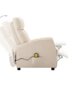 vidaXL Massage Reclining Chair Cream Fabric