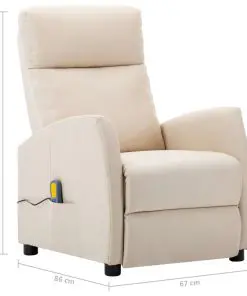 vidaXL Massage Reclining Chair Cream Fabric