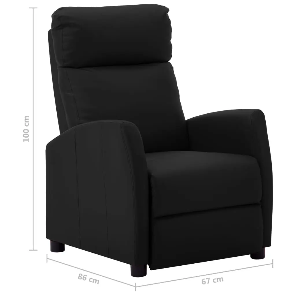 vidaXL Reclining Chair Black Faux Leather