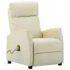 vidaXL Massage Reclining Chair Cream Faux Leather
