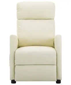 vidaXL Massage Reclining Chair Cream Faux Leather