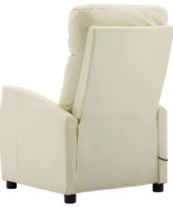 vidaXL Massage Reclining Chair Cream Faux Leather