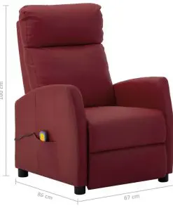 vidaXL Massage Reclining Chair Wine Red Faux Leather