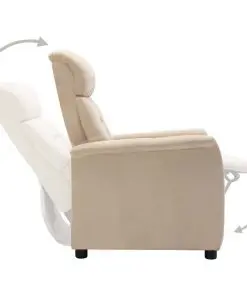 vidaXL Recliner Cream Faux Suede Leather