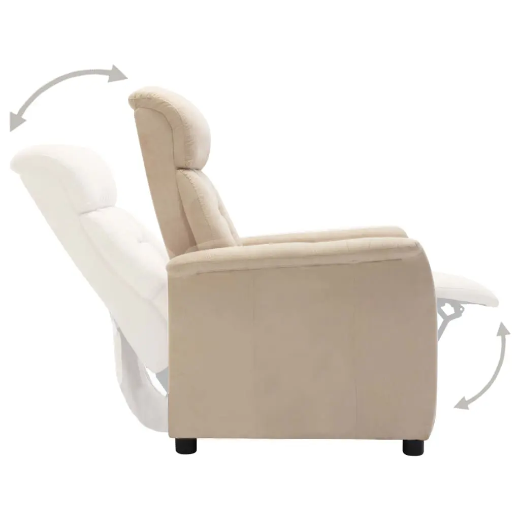 vidaXL Recliner Cream Faux Suede Leather
