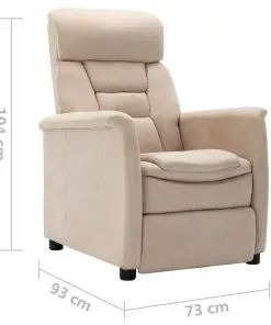 vidaXL Recliner Cream Faux Suede Leather