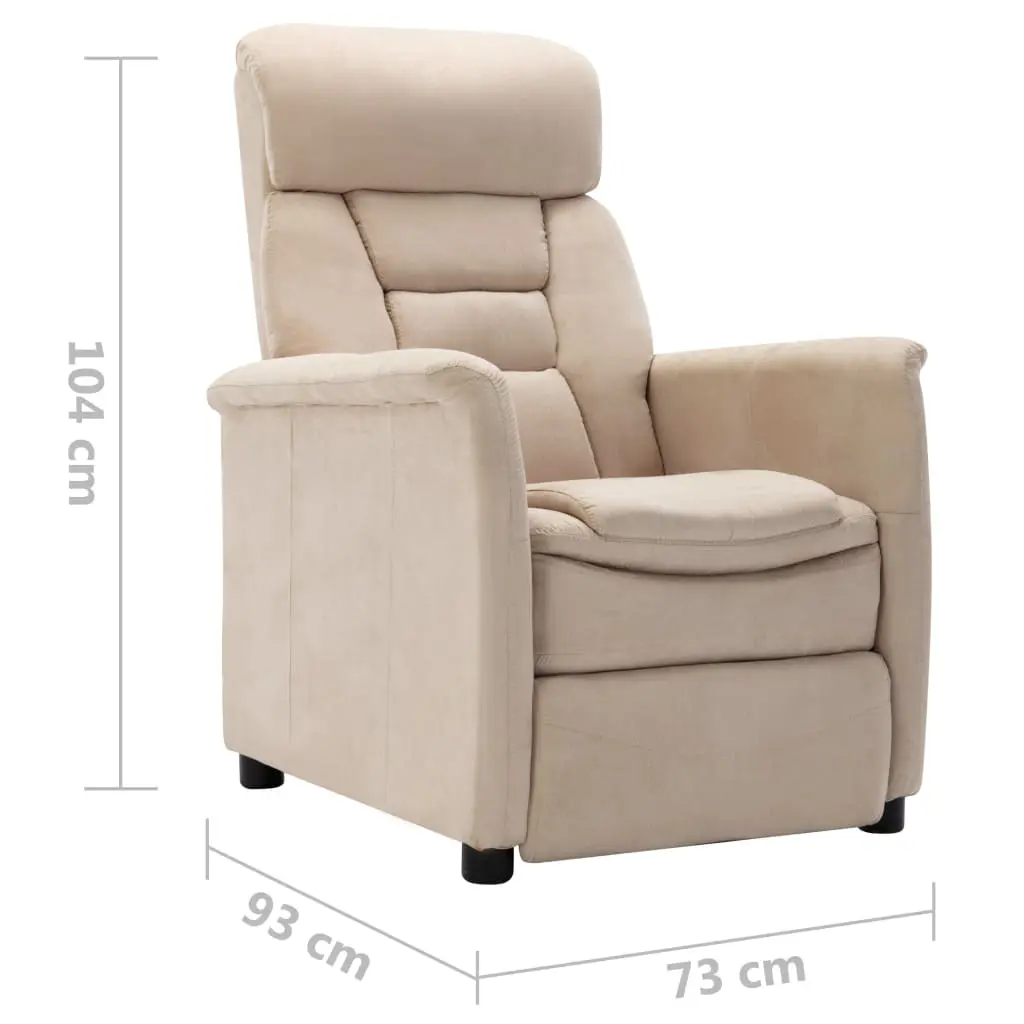 vidaXL Recliner Cream Faux Suede Leather