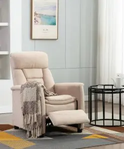 vidaXL Recliner Cream Faux Suede Leather