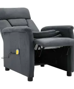 vidaXL Massage Recliner Light Grey Faux Suede Leather