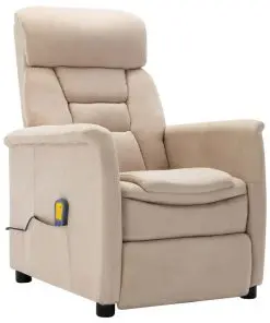 vidaXL Massage Recliner Cream Faux Suede Leather