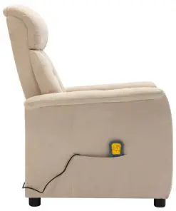vidaXL Massage Recliner Cream Faux Suede Leather