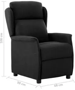 vidaXL Recliner Black Fabric