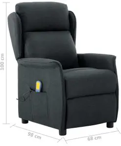 vidaXL Massage Recliner Dark Grey Fabric