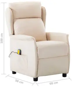 vidaXL Massage Recliner Cream Fabric