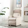 vidaXL Massage Recliner Cream Fabric