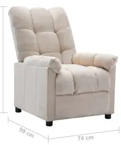 vidaXL Recliner Cream Fabric