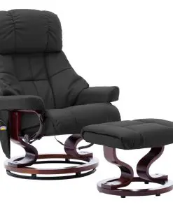 vidaXL Recliner Chair with Footstool Black Faux Leather and Bentwood vidaXL Recliner Chair with Footstool Black Faux Leather and Bentwood