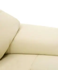 vidaXL Recliner Chair with Footstool Cream Faux Leather and Bentwood