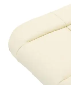 vidaXL Recliner Chair with Footstool Cream Faux Leather and Bentwood