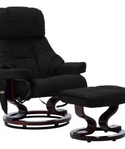 vidaXL Massage Reclining Chair Black Faux Leather and Bentwood