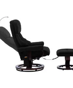 vidaXL Massage Reclining Chair Black Faux Leather and Bentwood