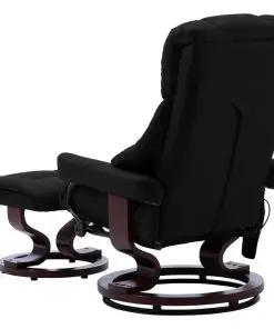 vidaXL Massage Reclining Chair Black Faux Leather and Bentwood